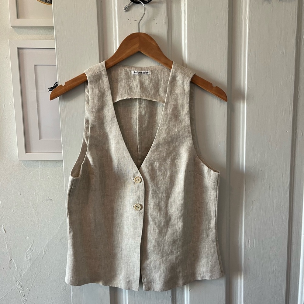 Reformation Talia Linen Vest